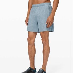 Men’s S Lululemon Surge Short *Liner 6"
Heather Allover Chambray Blue Charcoal
